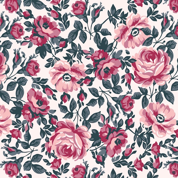 elegante dibujado a mano floral y hojas de patrones sin fisuras