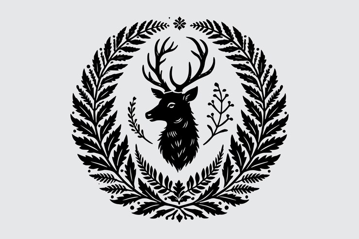 Elegante dibujo de ciervo en blanco y negro