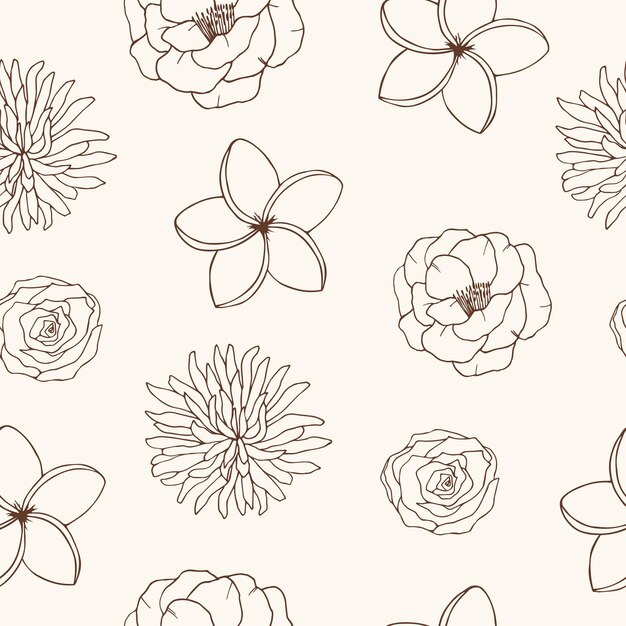 Elegante dibujo floral de patrones sin fisuras