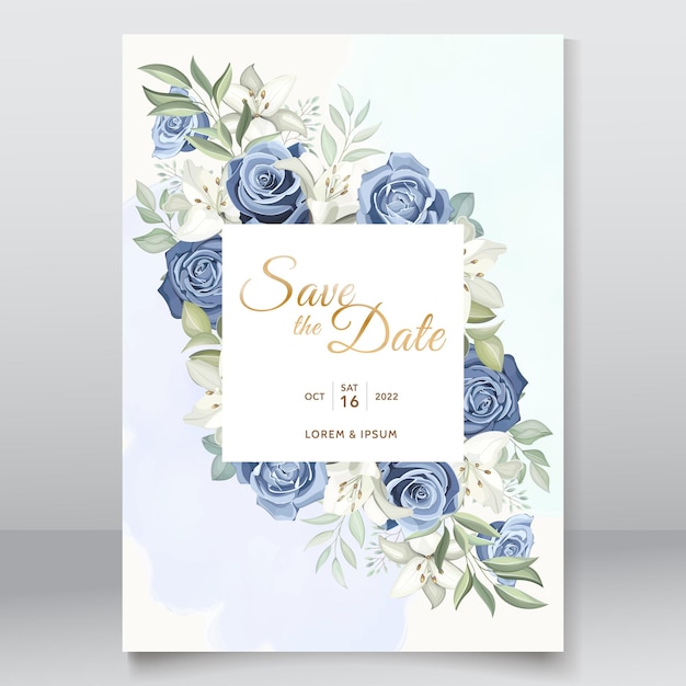 Vector elegante dibujo a mano invitación de boda diseño floral