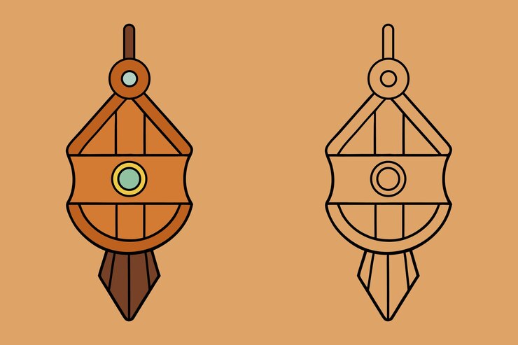 Vector elegante diseño de adornos colgantes navideños para colorear y artesanías navideñas