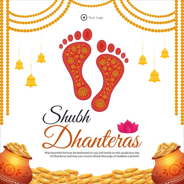 Elegante diseño de banner de la plantilla feliz Dhanteras del festival indio