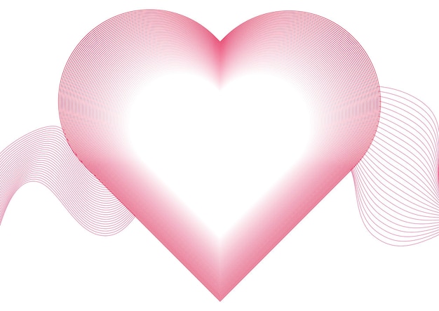 Elegante diseño de corazón abstracto con líneas gradientes en fondo blanco