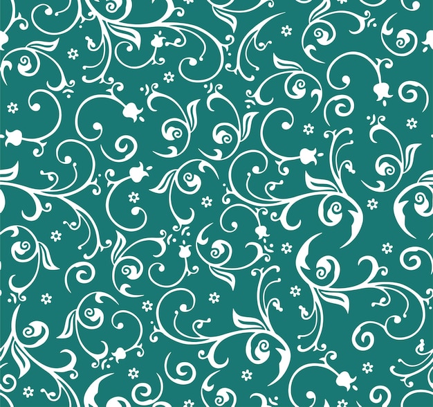 Elegante diseño sin costuras de teal y patrón floral blanco