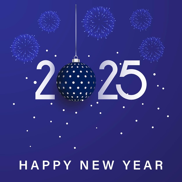 Elegante diseño de Feliz Año Nuevo con adornos colgantes