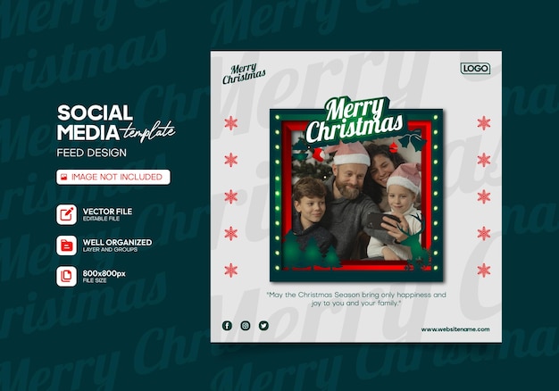 elegante diseño de feliz navidad para publicación en redes sociales