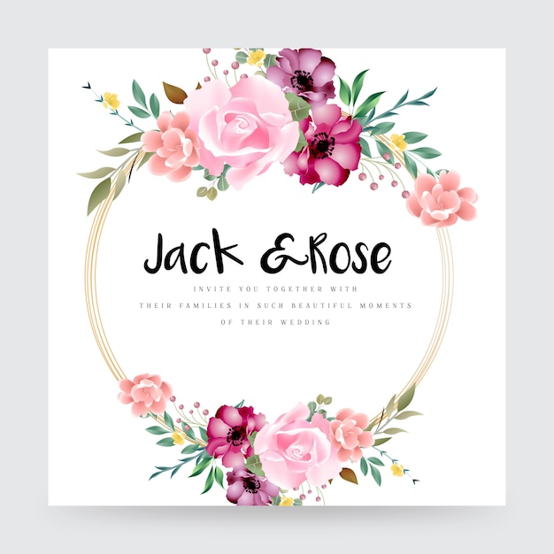 Vector elegante diseño floral hermoso de la tarjeta de boda