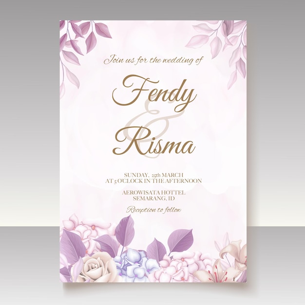 Elegante diseño floral de invitación de boda