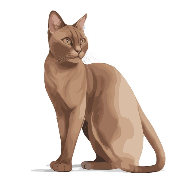 Elegante diseño de gato birmano totalmente editable dibujo vectorial listo para la personalización