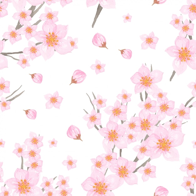 elegante diseño inconsútil con flor de cerezo japonés