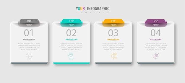 Elegante diseño de infografía empresarial profesional Vector Premium