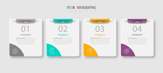 Elegante diseño de infografía empresarial profesional vector premium