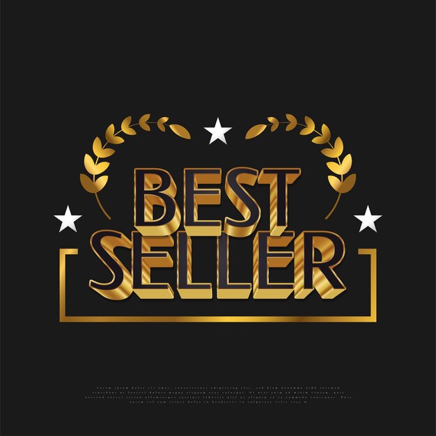 Elegante diseño de insignia de superventas en estilo negro y dorado. Producto certificado. Insignia o emblema de calidad