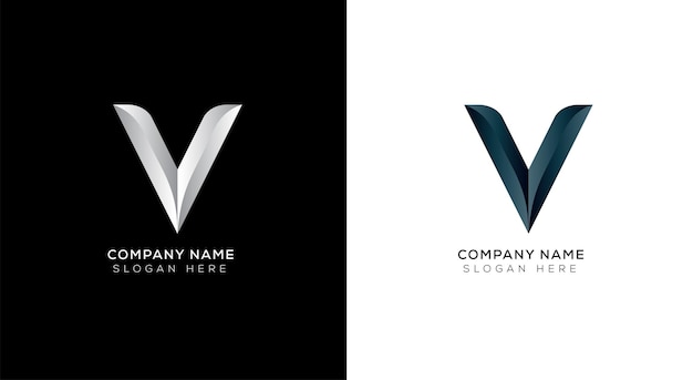 Elegante diseño de logotipo abstracto letra v