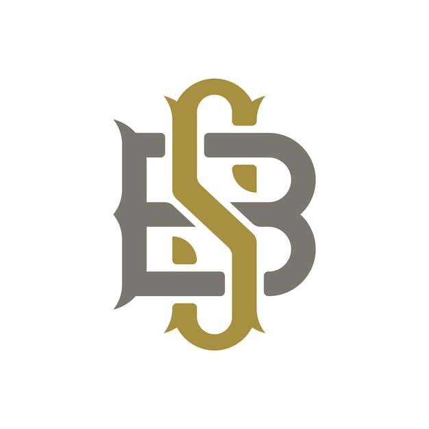 elegante diseño de logotipo BS SB con monograma de letra inicial dorada