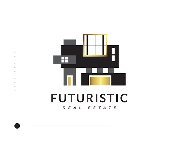 Elegante diseño de logotipo inmobiliario en negro y dorado diseño de logotipo de casa moderno y minimalista para arquitectura o construcción identidad de marca comercial