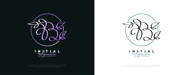 Elegante diseño de logotipo de letra B con concepto de hoja y naturaleza en degradado púrpura B Logotipo o símbolo inicial para identidad de marca comercial