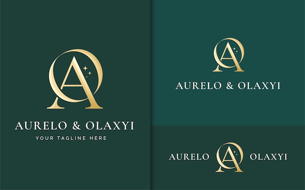 Elegante diseño de logotipo de letra a y o monogram serif de lujo