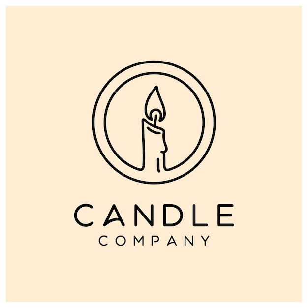 Elegante diseño de logotipo de llama de luz de vela de lujo con un estilo de arte de línea minimalista simple