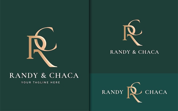 Elegante diseño de logotipo de lujo con letra r y c monogram serif