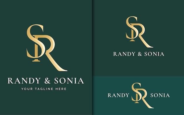 Vector elegante diseño de logotipo de lujo con letra s y r monogram serif