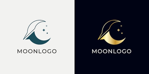 Elegante diseño de logotipo de luna creciente Ilustración de estilo abstracto para banner de portada de fondo