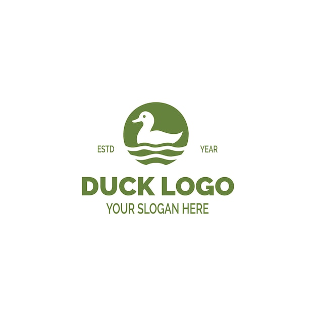 Elegante diseño de logotipo de pato con un pato nadando y un marco circular