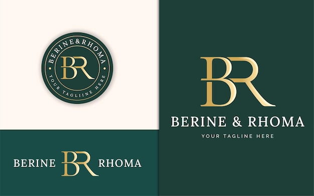 Elegante diseño de logotipo de serif de monograma de letra b y r de lujo