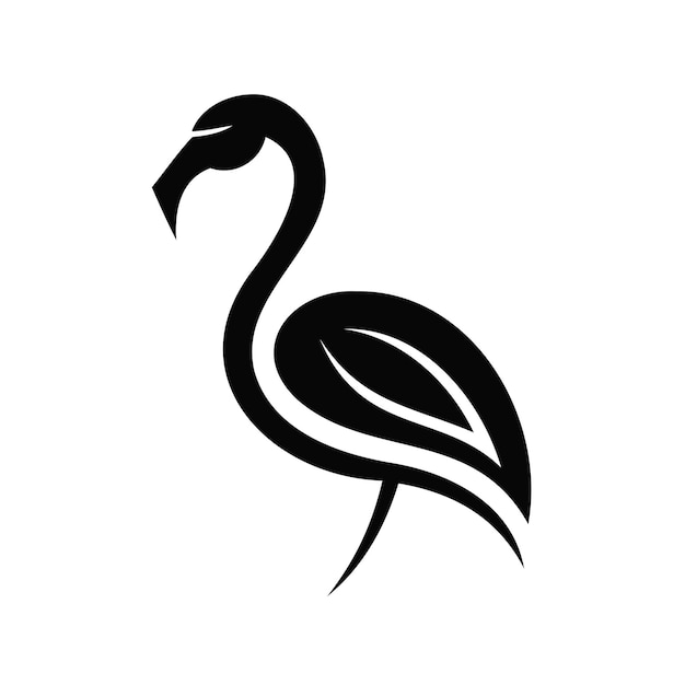 Elegante diseño de logotipo de silueta de flamenco blanco y negro