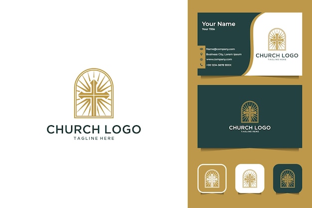 Vector elegante diseño de logotipo y tarjeta de visita de la iglesia