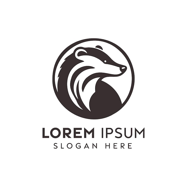 Elegante diseño de logotipo de tejón blanco y negro para una identidad de marca moderna