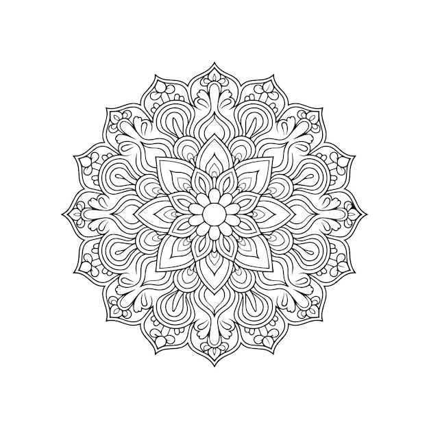 Elegante diseño de mandala floral en blanco y negro
