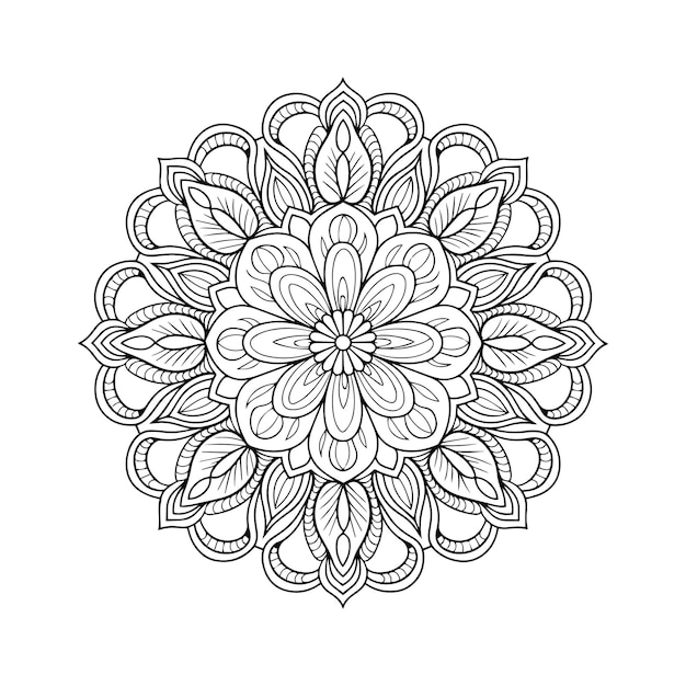 Elegante diseño de mandala floral en blanco y negro