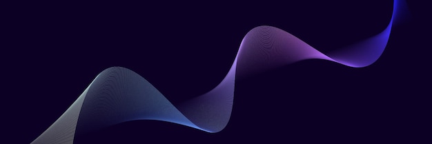 Elegante diseño de onda de línea de gradiente púrpura y azul con curvas suaves lujoso fondo digital