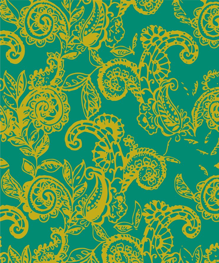 Elegante diseño de paisley dorado sobre un fondo verde