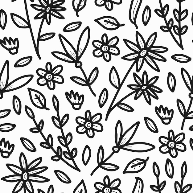 elegante diseño de patrón de flores de dibujos animados doodle