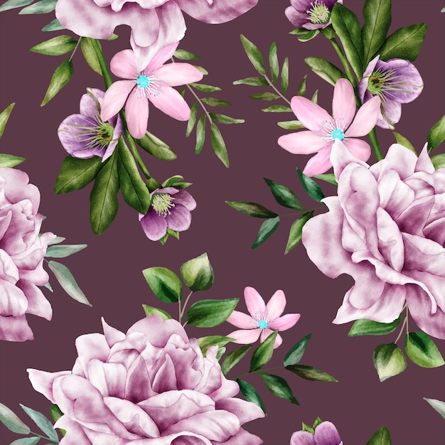 elegante diseño de patrones sin fisuras floral púrpura suave