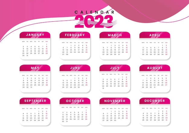 Elegante diseño de plantilla de calendario de año nuevo 2023