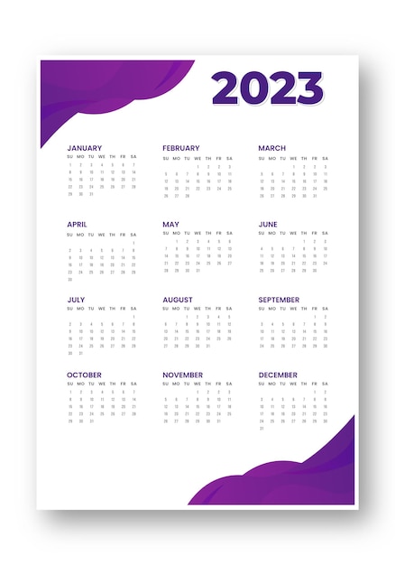 Elegante diseño de plantilla de calendario de bienvenida 2023