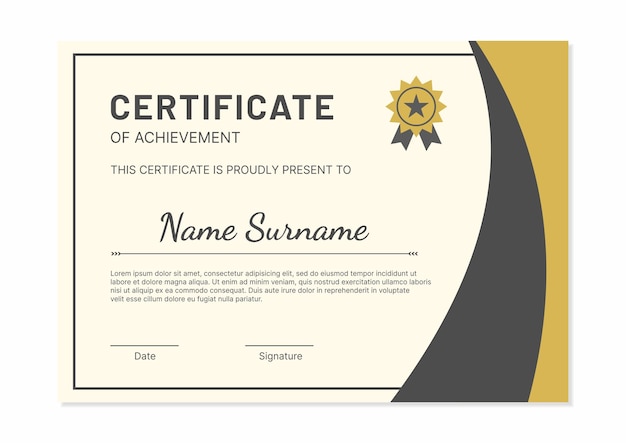 Elegante diseño de plantilla de certificado dorado negro