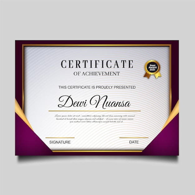 Elegante diseño de plantilla de certificado de logro