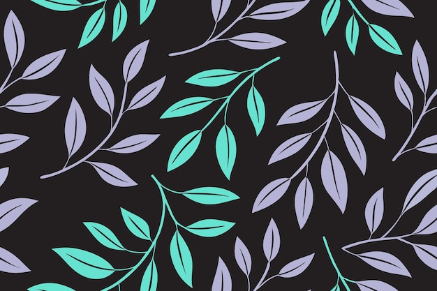 Elegante diseño de ramas frondosas sobre un fondo negro