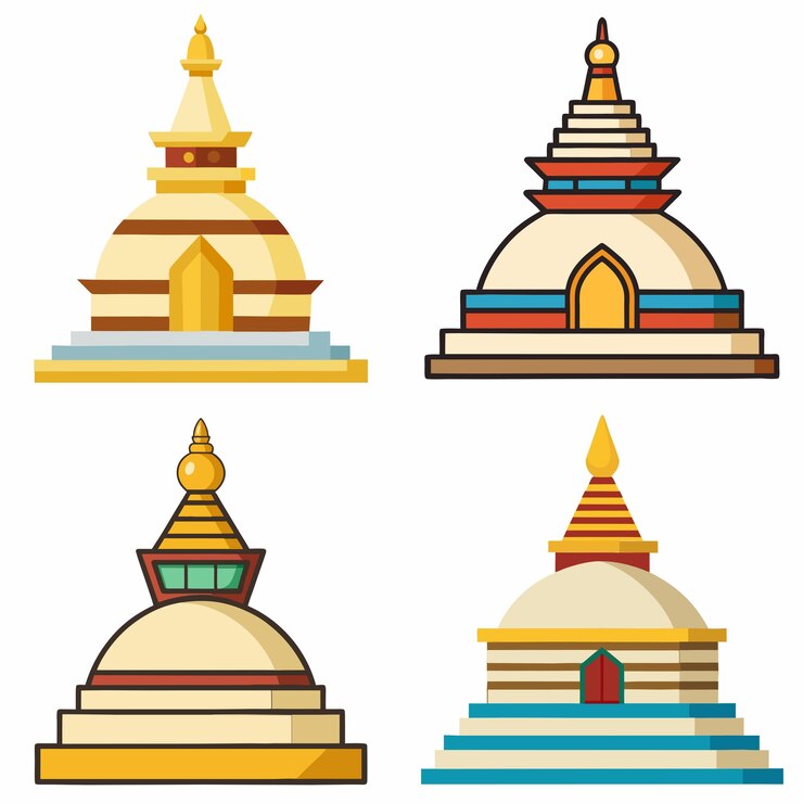 Vector elegante diseño de stupa clipart en fondo blanco