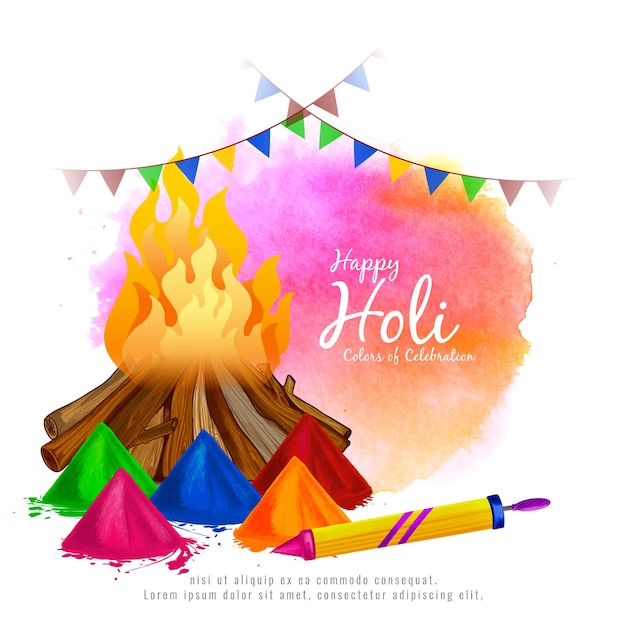 El elegante diseño de la tarjeta de celebración del festival tradicional hindú Happy Holi