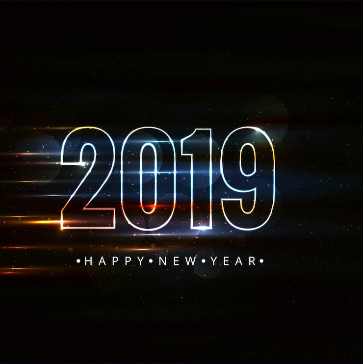 Vector elegante diseño de tarjeta de feliz año nuevo colorido 2019
