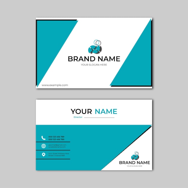 elegante diseño de tarjeta de visita moderna azul y blanco