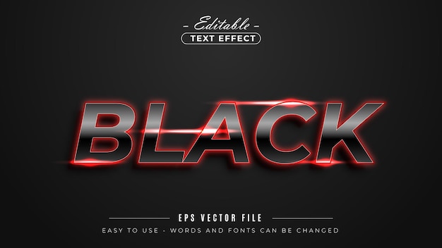 Elegante diseño de texto negro con brillo de neón rojo en fondo oscuro