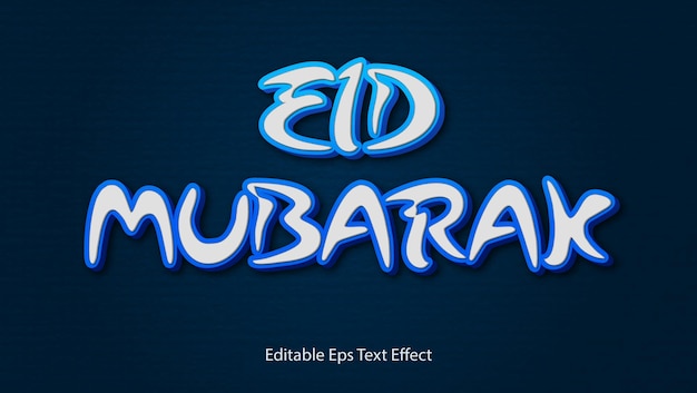 Elegante diseño de vector de efecto de texto 3d Eid Mubarak en azul púrpura para cartel de banner de tarjeta de felicitación