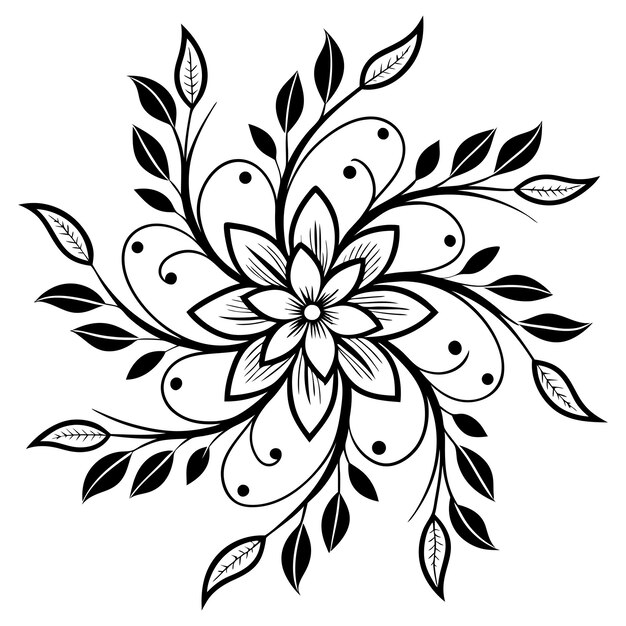 Elegante diseño vectorial floral en blanco y negro para proyectos decorativos