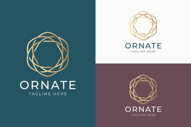 Elegante e intrincado logotipo circular en oro que refleja el lujo y la sofisticación